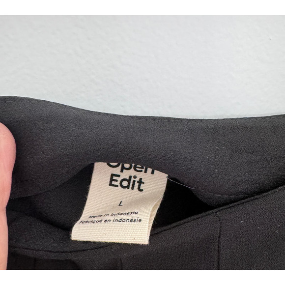 Nordstrom Open Edit Pleated Large Black‎ Pleated Slit Hem Midi Skirt - Picture 6 of 8